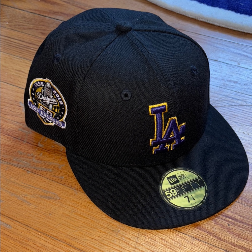 New Era Black and Gold LA Dodgers Fitted Cap with Lakers colorway